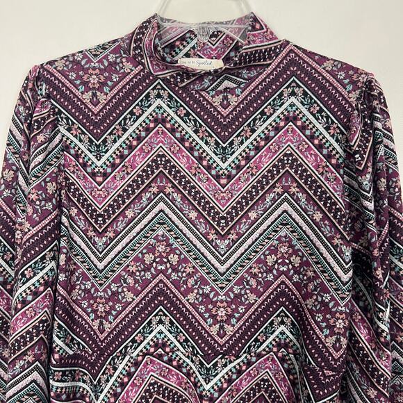 Live To Be Spoiled Chevron Print Sheath Boho Dress Size Large - Picture 3 of 11